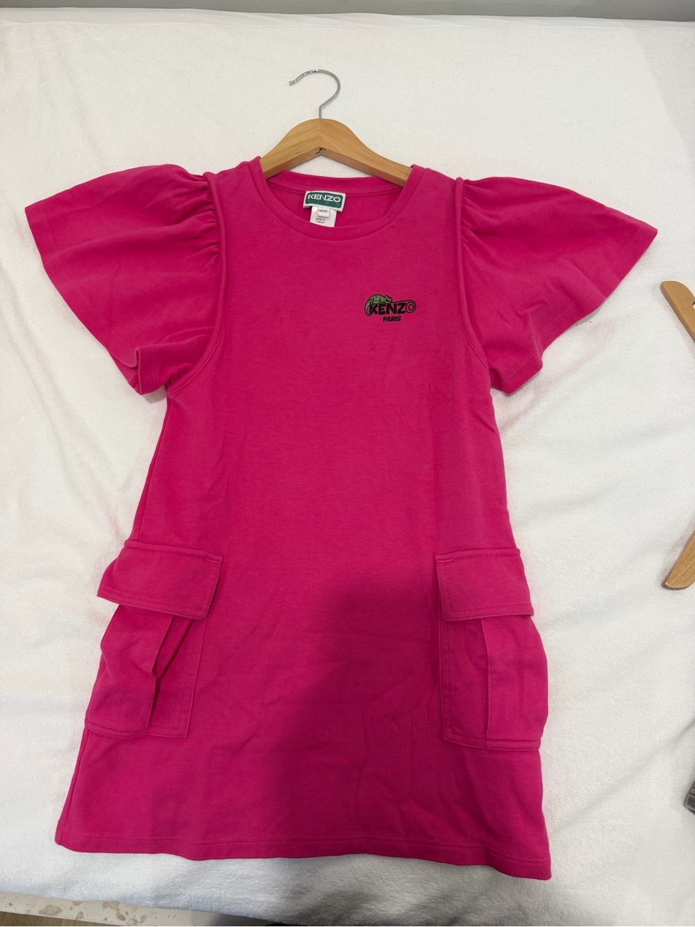 Kenzo girls Hot Pink Short Sleeve Pocket Tunic Dress